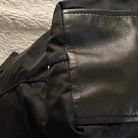 PRADA: Black, Tessuto Nylon & Leather Logo Hobo/Shoulder Bag (sv) - Picture 8 of 14